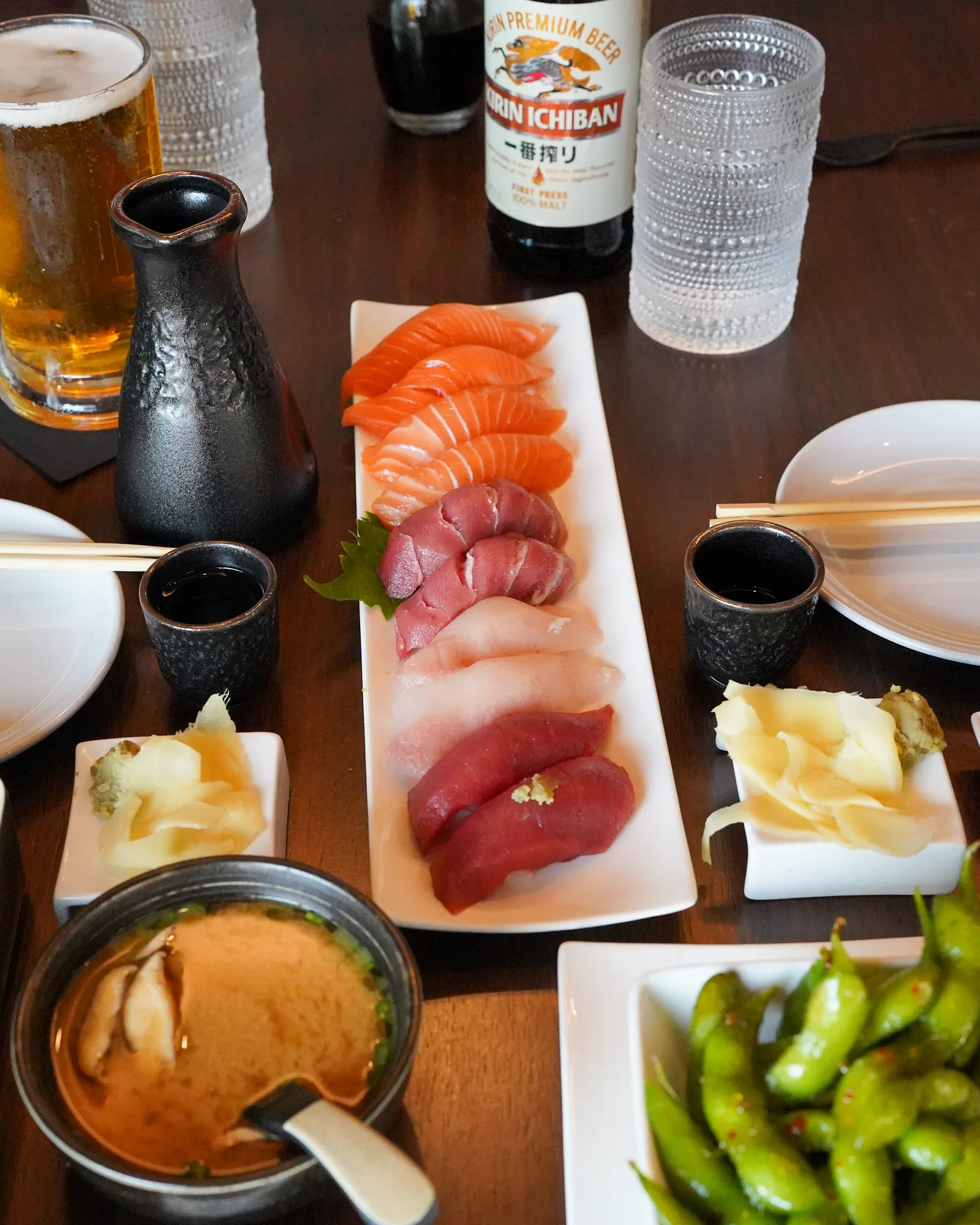 Plate of different sushi rolls